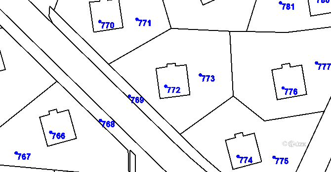Parcela st. 772 v KÚ Město Žďár, Katastrální mapa