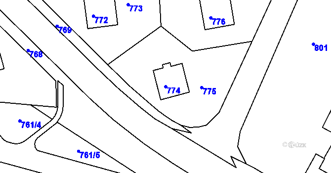 Parcela st. 774 v KÚ Město Žďár, Katastrální mapa