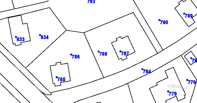 Parcela st. 788 v KÚ Město Žďár, Katastrální mapa