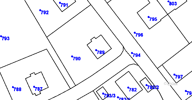 Parcela st. 789 v KÚ Město Žďár, Katastrální mapa
