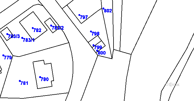Parcela st. 800 v KÚ Město Žďár, Katastrální mapa
