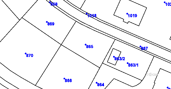 Parcela st. 865 v KÚ Město Žďár, Katastrální mapa