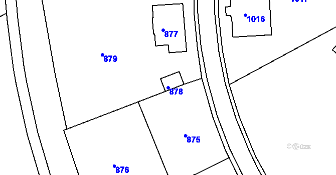 Parcela st. 878 v KÚ Město Žďár, Katastrální mapa