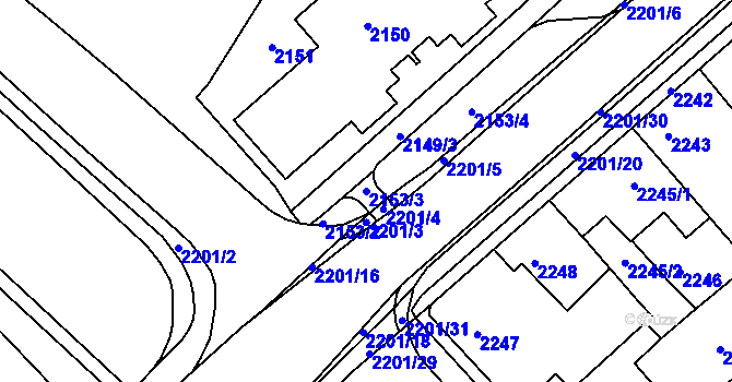 Parcela st. 2153/3 v KÚ Město Žďár, Katastrální mapa