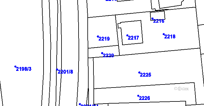 Parcela st. 2220 v KÚ Město Žďár, Katastrální mapa