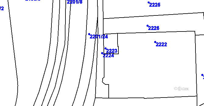 Parcela st. 2224 v KÚ Město Žďár, Katastrální mapa
