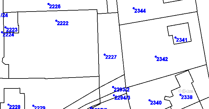 Parcela st. 2227 v KÚ Město Žďár, Katastrální mapa