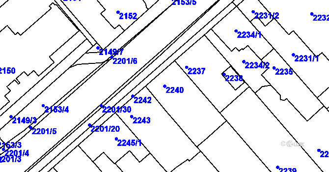 Parcela st. 2240 v KÚ Město Žďár, Katastrální mapa