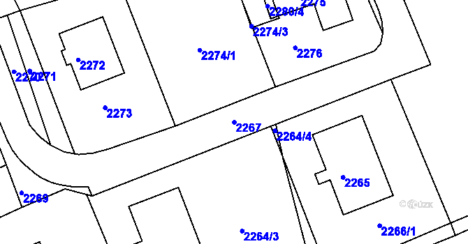 Parcela st. 2267 v KÚ Město Žďár, Katastrální mapa