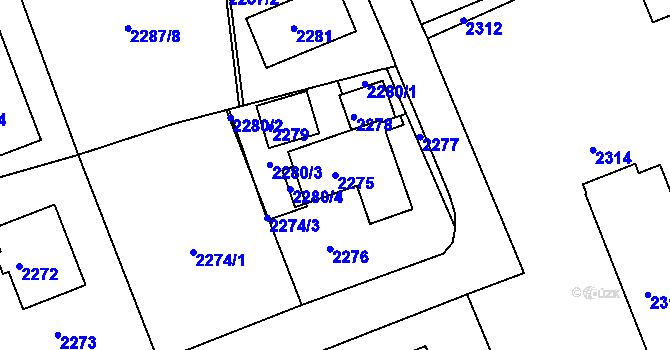 Parcela st. 2275 v KÚ Město Žďár, Katastrální mapa