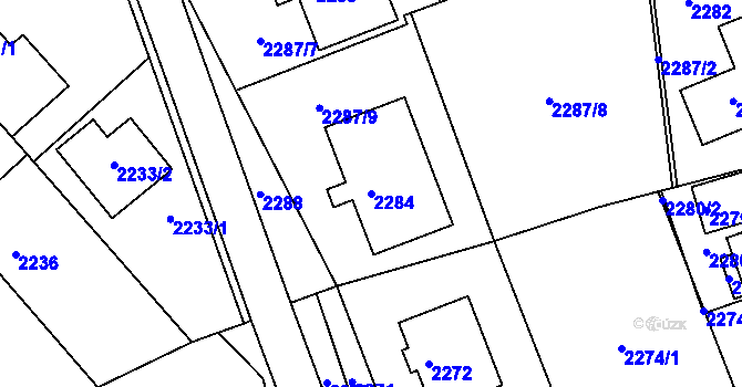 Parcela st. 2284 v KÚ Město Žďár, Katastrální mapa