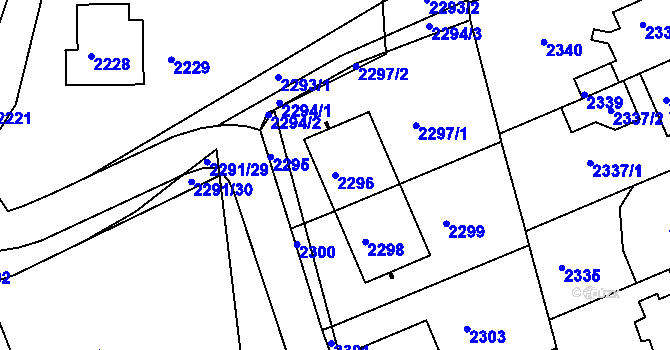 Parcela st. 2296 v KÚ Město Žďár, Katastrální mapa