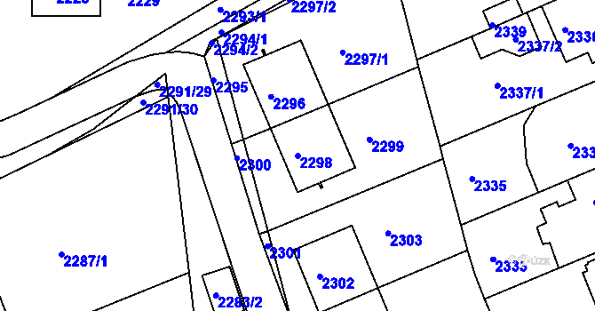 Parcela st. 2298 v KÚ Město Žďár, Katastrální mapa