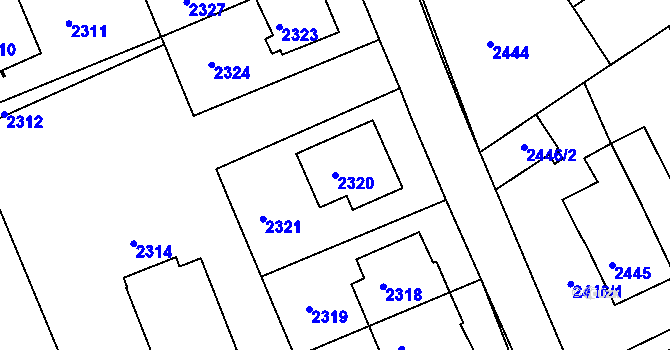 Parcela st. 2320 v KÚ Město Žďár, Katastrální mapa