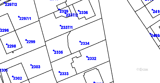Parcela st. 2334 v KÚ Město Žďár, Katastrální mapa