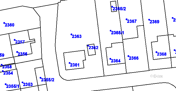 Parcela st. 2362 v KÚ Město Žďár, Katastrální mapa