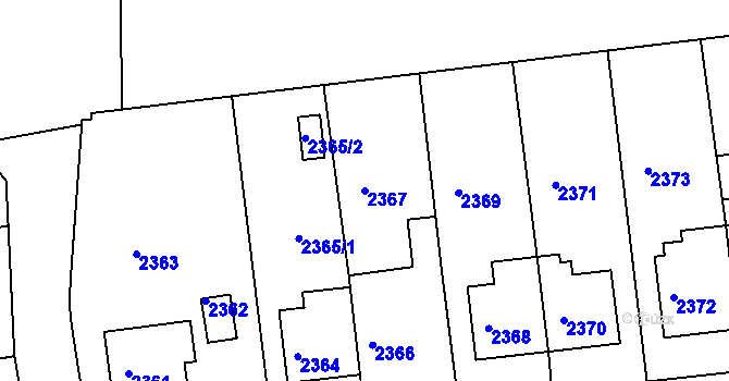 Parcela st. 2367 v KÚ Město Žďár, Katastrální mapa