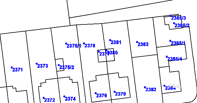Parcela st. 2377 v KÚ Město Žďár, Katastrální mapa