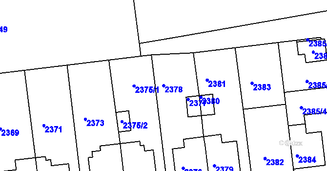 Parcela st. 2378 v KÚ Město Žďár, Katastrální mapa