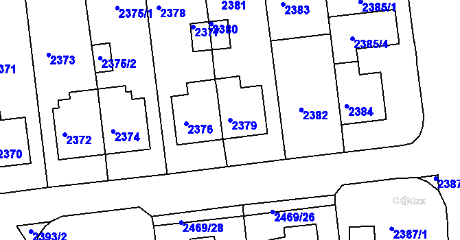 Parcela st. 2379 v KÚ Město Žďár, Katastrální mapa
