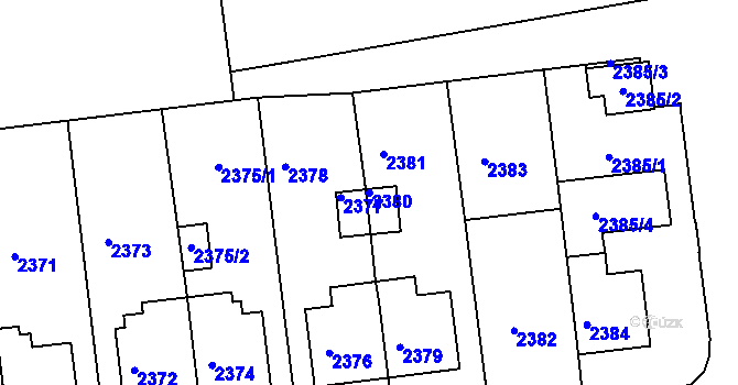 Parcela st. 2380 v KÚ Město Žďár, Katastrální mapa