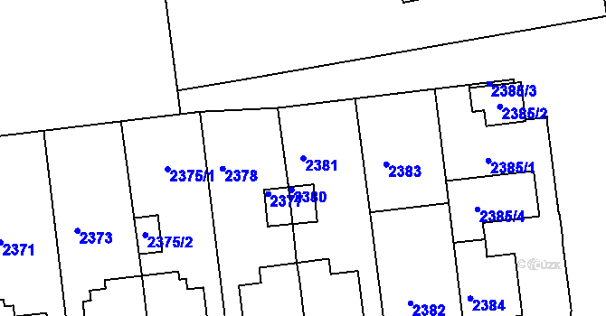 Parcela st. 2381 v KÚ Město Žďár, Katastrální mapa