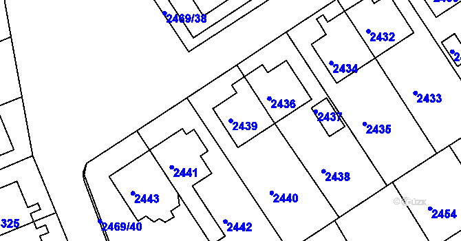 Parcela st. 2439 v KÚ Město Žďár, Katastrální mapa