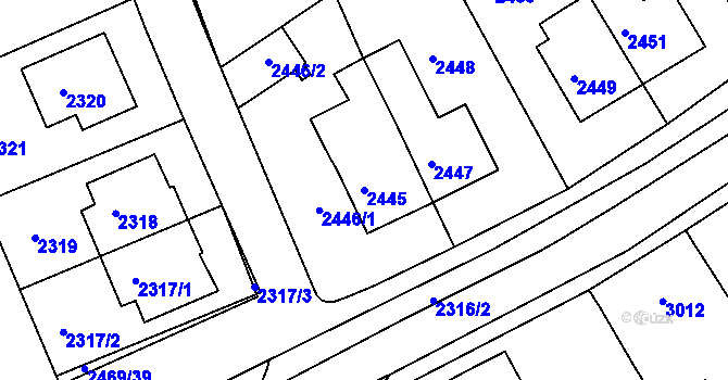 Parcela st. 2445 v KÚ Město Žďár, Katastrální mapa