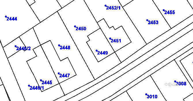 Parcela st. 2449 v KÚ Město Žďár, Katastrální mapa