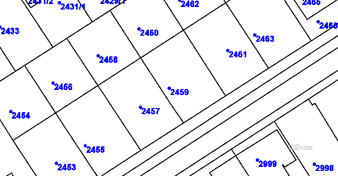 Parcela st. 2459 v KÚ Město Žďár, Katastrální mapa