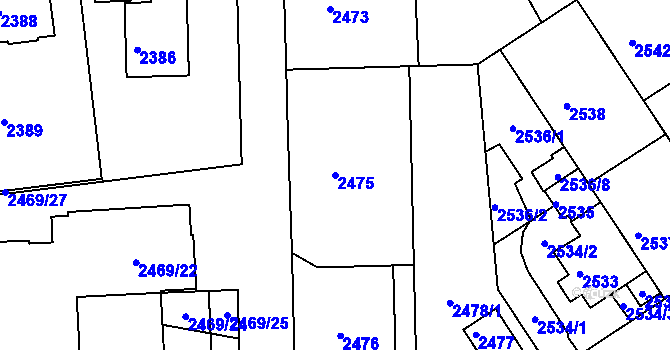 Parcela st. 2475 v KÚ Město Žďár, Katastrální mapa