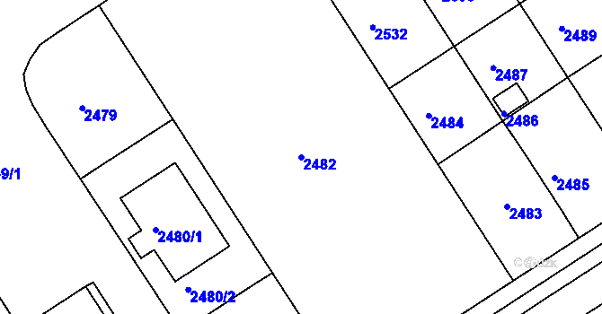Parcela st. 2482 v KÚ Město Žďár, Katastrální mapa