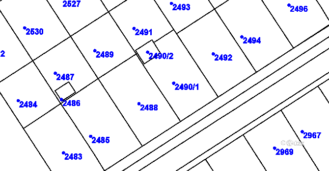 Parcela st. 2490 v KÚ Město Žďár, Katastrální mapa