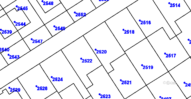 Parcela st. 2520 v KÚ Město Žďár, Katastrální mapa