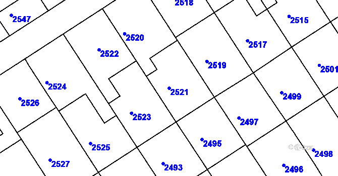 Parcela st. 2521 v KÚ Město Žďár, Katastrální mapa