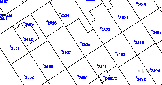 Parcela st. 2525 v KÚ Město Žďár, Katastrální mapa