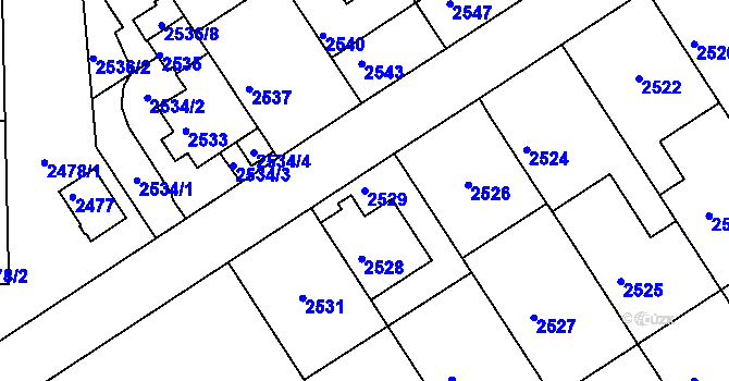Parcela st. 2529 v KÚ Město Žďár, Katastrální mapa