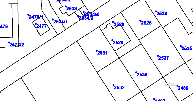 Parcela st. 2531 v KÚ Město Žďár, Katastrální mapa
