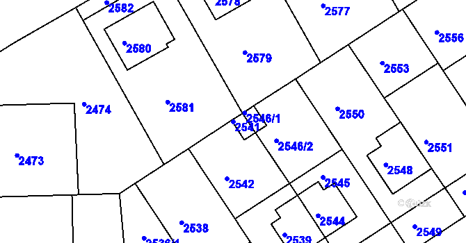 Parcela st. 2541 v KÚ Město Žďár, Katastrální mapa