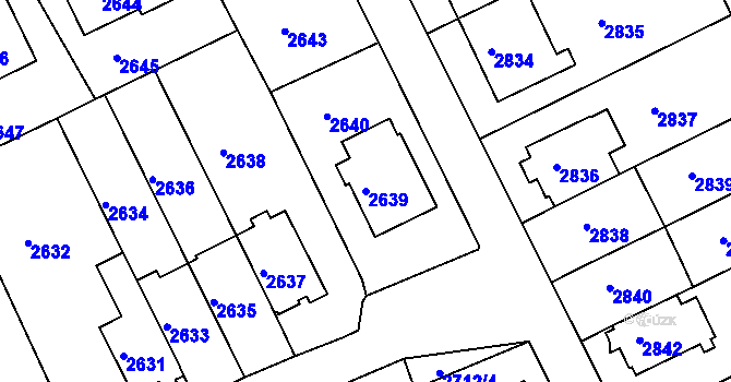 Parcela st. 2639 v KÚ Město Žďár, Katastrální mapa