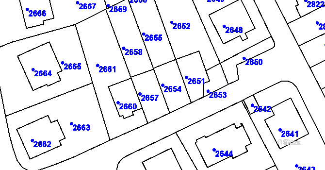 Parcela st. 2654 v KÚ Město Žďár, Katastrální mapa