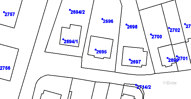 Parcela st. 2695 v KÚ Město Žďár, Katastrální mapa
