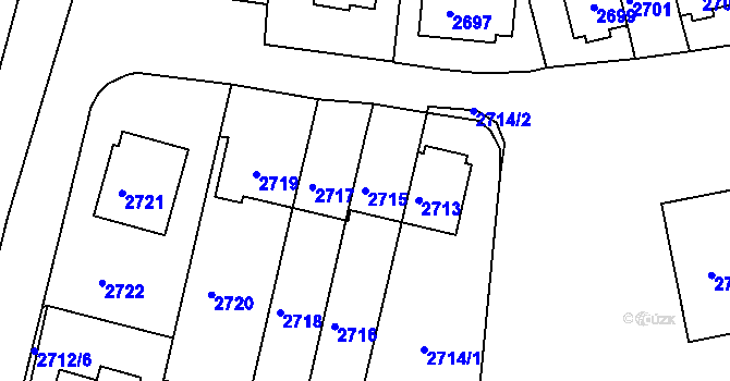 Parcela st. 2715 v KÚ Město Žďár, Katastrální mapa