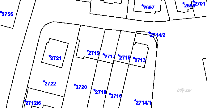 Parcela st. 2717 v KÚ Město Žďár, Katastrální mapa