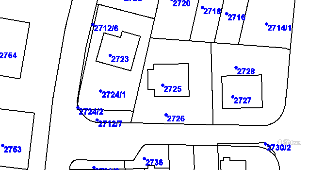 Parcela st. 2725 v KÚ Město Žďár, Katastrální mapa