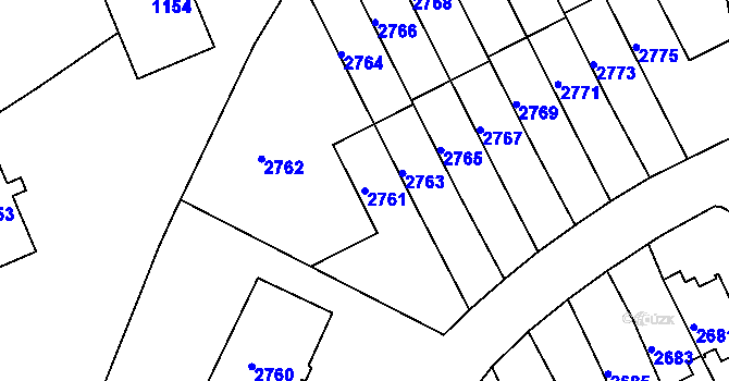 Parcela st. 2761 v KÚ Město Žďár, Katastrální mapa
