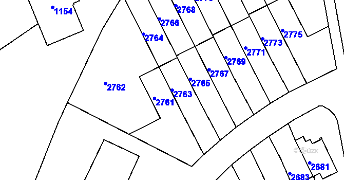 Parcela st. 2763 v KÚ Město Žďár, Katastrální mapa