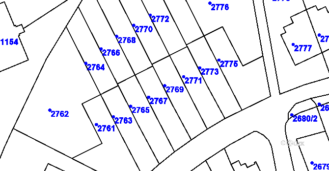 Parcela st. 2769 v KÚ Město Žďár, Katastrální mapa