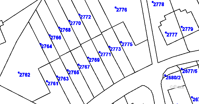 Parcela st. 2771 v KÚ Město Žďár, Katastrální mapa
