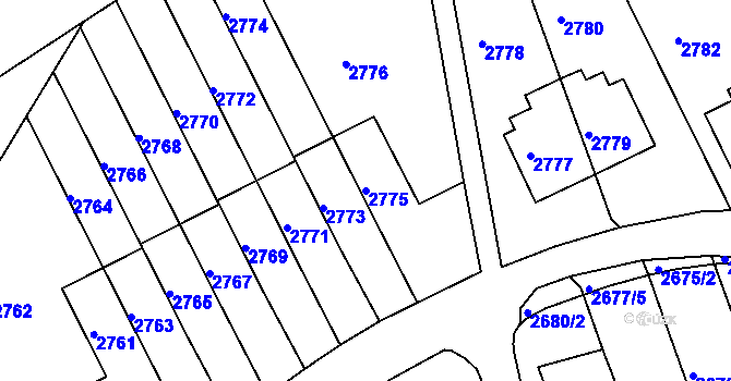 Parcela st. 2775 v KÚ Město Žďár, Katastrální mapa